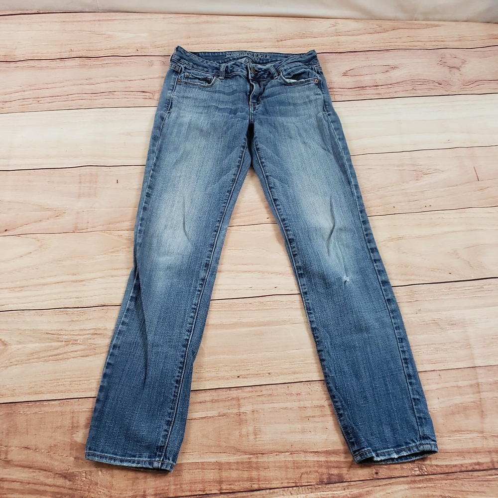 American Eagle Jeans Womens 2 Blue‎ Skinny Stretch Denim Medium Wash 28x29